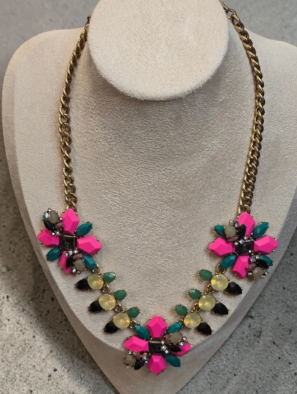 J. Crew Pink and Gold Statement Necklace